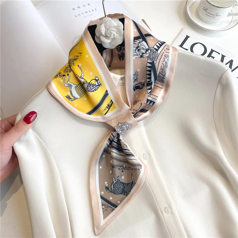 Luxury Brand  Skinny Neckerchief Scarf For Women Satin Silk Ribbons Bandana Ladies Neck Tie Wrist Wrap Shawl Echarpe