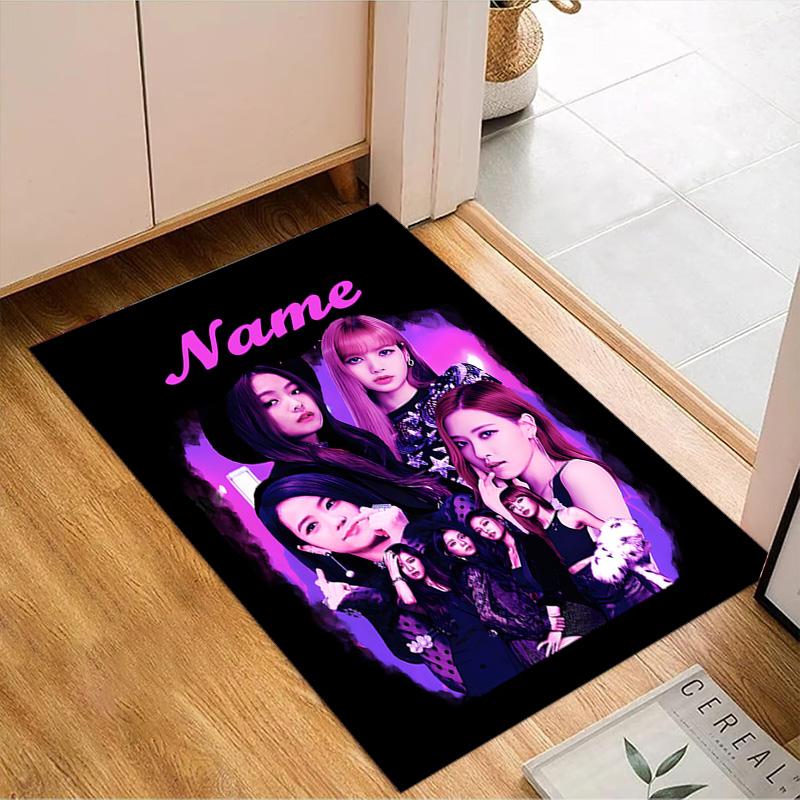 Custom Name Kpop Aesthetic Collage Rug for Living Room, Game Rooms, Office, Bedroom, Floor Mat Playful Design, fan gifts Christmas decor