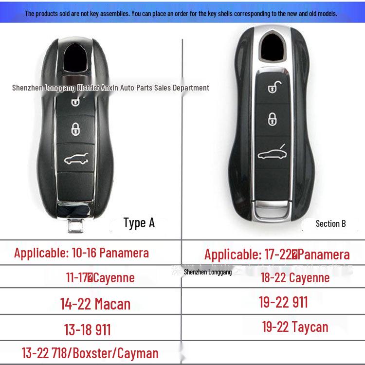 Porsche Bay Key Shell for New Cayenne, Panamera, 718, and Macan Models
