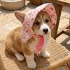 Floral Pattern Cat Sun Protection Hat Adjustable Dog Sunscreen Hat Pet Head Wear For Dogs Cats