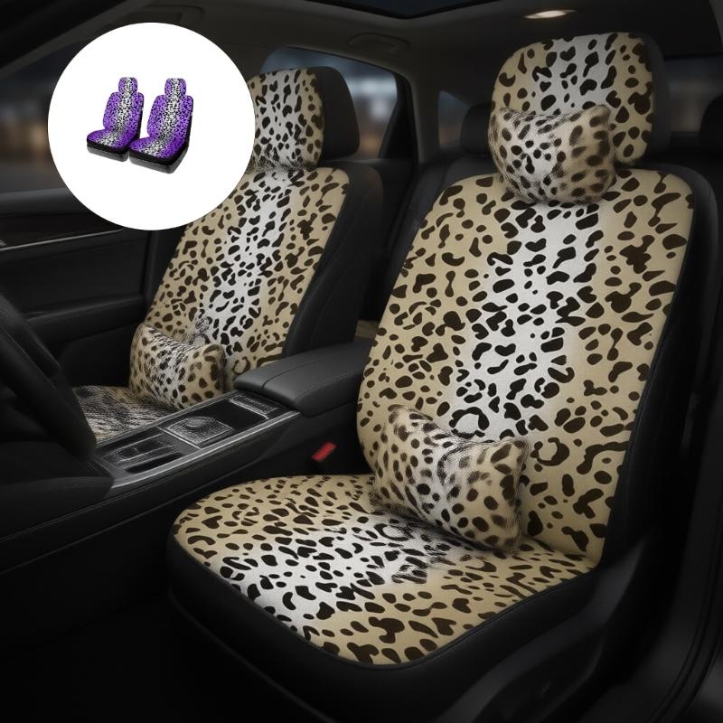 Coprisedili Auto alla Moda con Fantasia Leopardo Poliestere Traspirante Facili da Installare e Pulire Proteggi Sedile