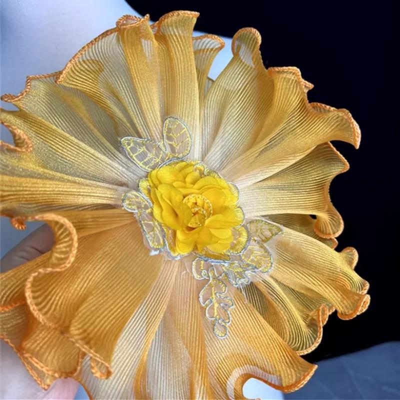 3D Floral Trim Bridal Dress Appliqué Embellishment Material 20cm Oversized Luxury Craft Customizable Shoe Hat Decor