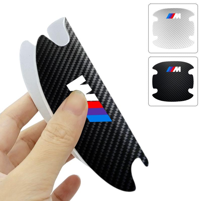 4PCS Car Door Handle Protection Sticker Emblem Car Decoration Styling For BMW M E34 E36 E60 E90 E46 E39 E70 F10 F20 F30 X5 X6 X1 M3 M5 M6 E71 F01 F02