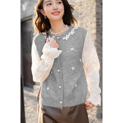 Mokana Spitzen-Patchwork Strickjacke