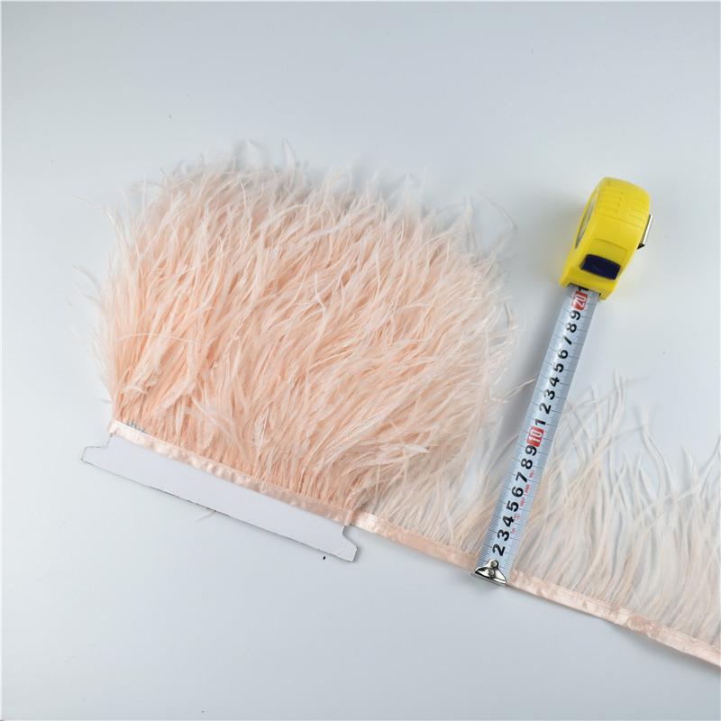 1Meters Ostrich Feathers On Tape Fringe Trim Ribbon 10-15Cm 4-6" Long White Feather Trims Decor For Clothes Flecos Decoration