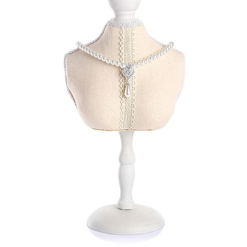 Sturdy Lint Covered Necklace Bust Portable Jewelry Organization Home Accessory Necklace Display Rack Decoration