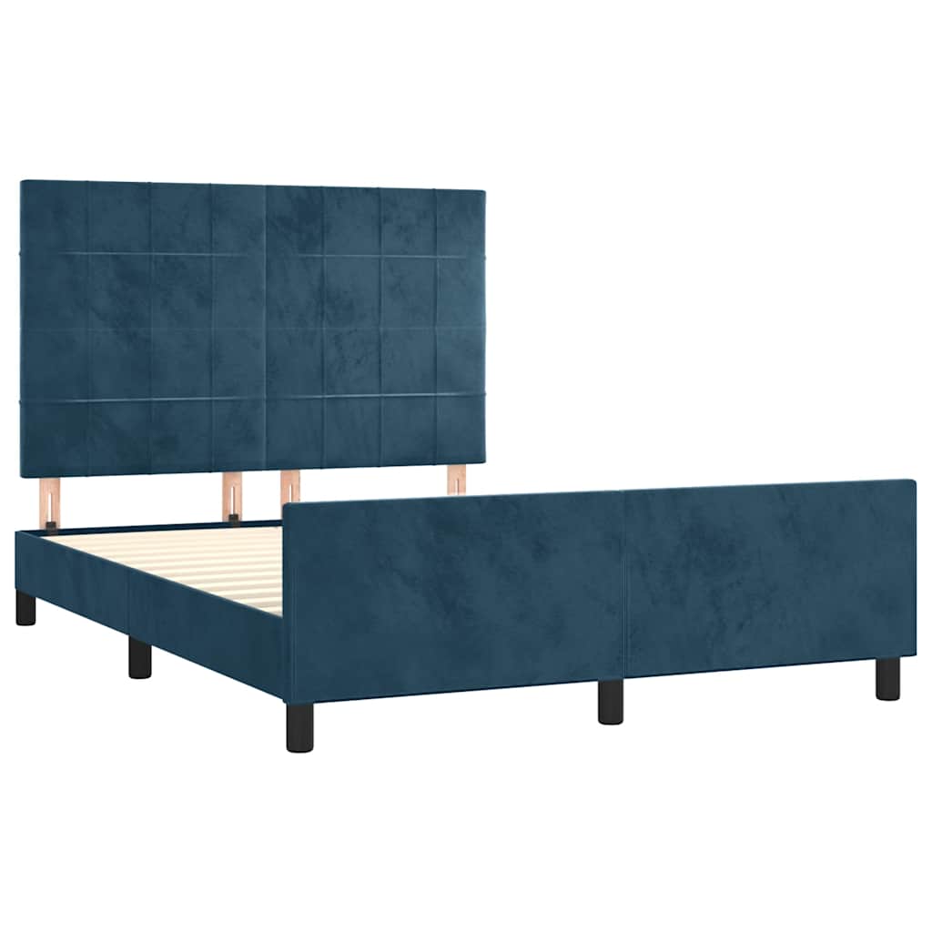 Bed Frame without Mattress Dark Blue 140x200 cm Velvet