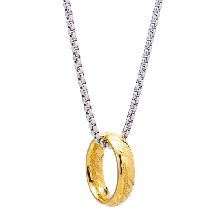 Men's Titaniums Steel Necklace Retro Finger Ring Charm Pendant Clavicle Chain Handmade Choker Music Festival Jewelry