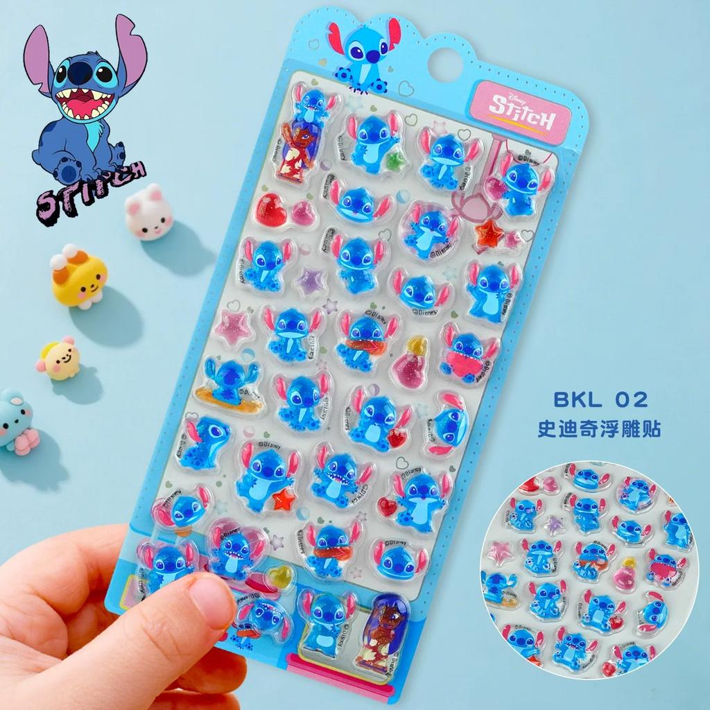 Genuine Stitch 3d Stereo Crystal Sticker Cute Cartoon Hand Account DIY Stickers Phone Cases Decorative Water Cup Stickers