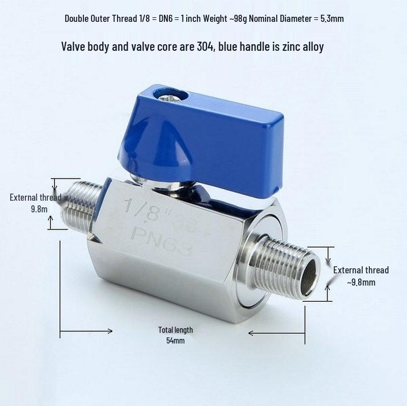 304 Stainless Steel Mini Manual Ball Valve with Male & Double Female Threads