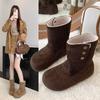 Two wear snow boots women's winter new retro lamb wool short boots velvet cotton shoes