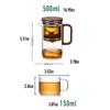 Bonston- elegant cup insulation separation bubble teapot heat-resistant glass teapot simple filter tea cup 500ml