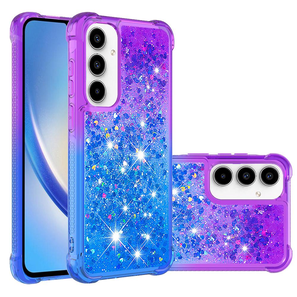 

For Samsung Galaxy A35 5G TPU Case Gradient Quicksand Phone Back Cover Purple+Sky Blue