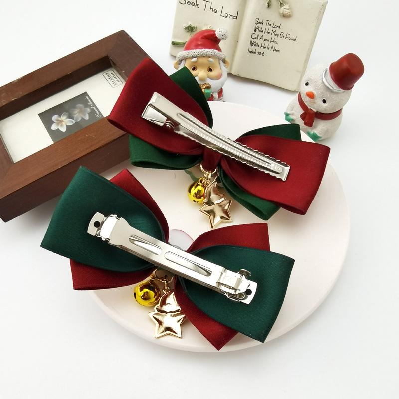 Retro Christmas Bow Hair Clip - Festive Santa Tree Accessory for Autumn/Winter