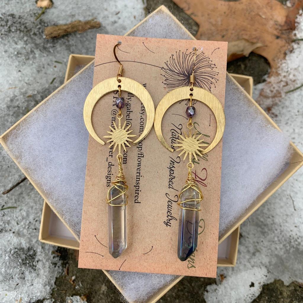 Moon And Star Quartz Earrings Alloy Fashion Jewelry For Women And Men