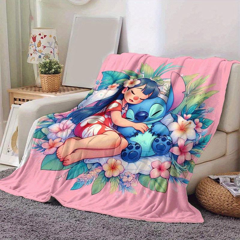 1pc Stitch Printing Blanket - Soft, All-Season Throw for Living Room, Bedroom,Personalized Gift with Adorable Cartoon Design