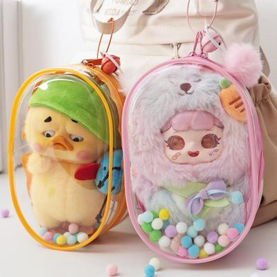 18cm Transparente Puppenaufbewahrungstasche mit staubdichter Abdeckung und Schlüsselanhängeraufhänger