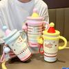 Large-Capacity Thermos Cup for Girls, High-Looking 2025 New Model, Cute Straw Water Cup, Office Portable Coffee Cup