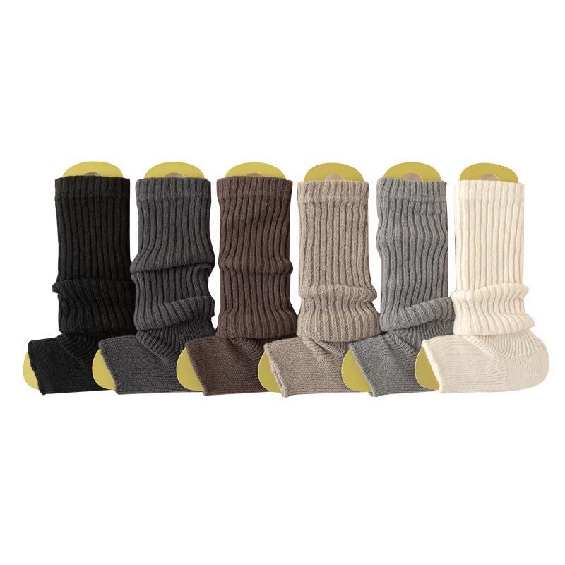 Wool Embossed Openwork Calf Women's Stirrup Leg Warmers - Autumn & Winter Fashionable Soft Mid-Calf Socks