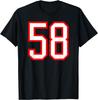 Number 58 Red Outline White Bold Graphic T-shirt
