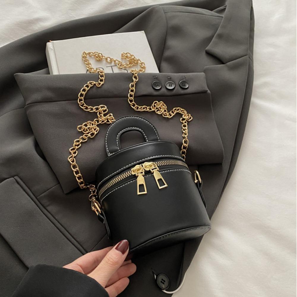 PU Leather Mini Lipstick Bag Minority Design Cylinder Bag Personality Box Crossbody Bag  Girls