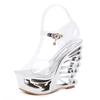 Fashion New 2025 Summer Fashion New Leather Buckle Wrist Strap Metal Decorative Waterproof Platform Shaped Heel Super High Heel Sandals