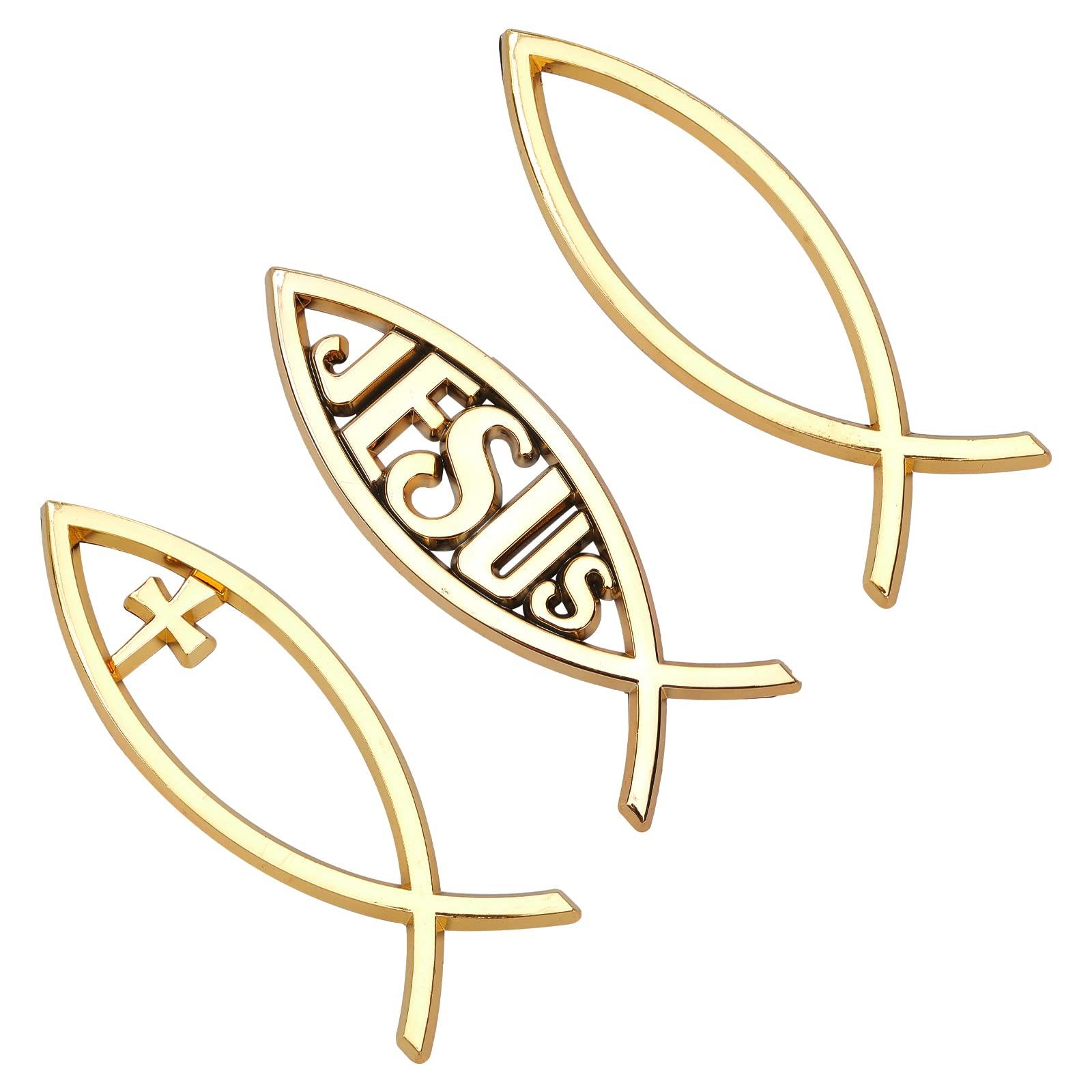 

SUPERFINDINGS Золото 3 Стиля 3 Штуки Эмблема Рыба Иисуса Рыба Иисуса Рыба Христа Автомобиль