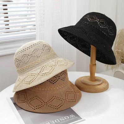 Neue Mode Damen Hut Gehäkelter Lochmuster Eimerhut Strickmütze Sommer Beckenhut
