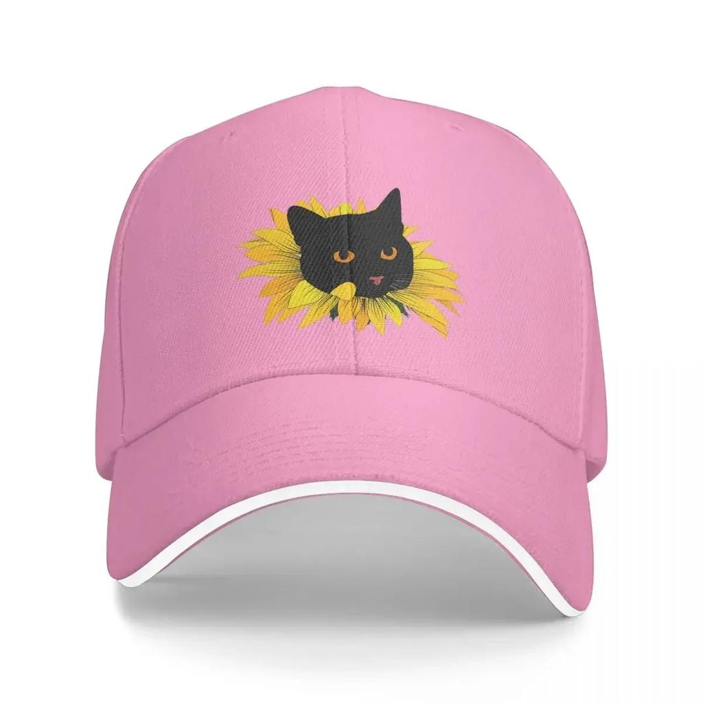 New Black Cat Popping Out Of A Sunflower Bucket Hat Cap Fashion Casual Baseball Caps Adjustable Hat Summer Unisex Baseball Hats