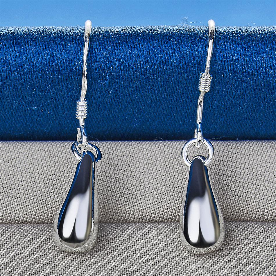 Elegant 925 Sterling Silver Exquisite Glossy Water Drop Drop Earrings Women's Fashion Wedding Party Jewelry
