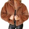 Herbst Winter Kurzer Kunstpelzmantel Damen Super Mode Sexy Umlegekragen Dicke Plüschjacken Damen Slim Outwear