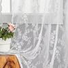 Spitzenvorhänge, Verdickte hochdichte transparente Vorhänge mit Blumenmuster, Wellenförmige Spitzen-Tüllvorhänge für Wohnzimmer, Schlafzimmer, Balkon, Weiches Licht