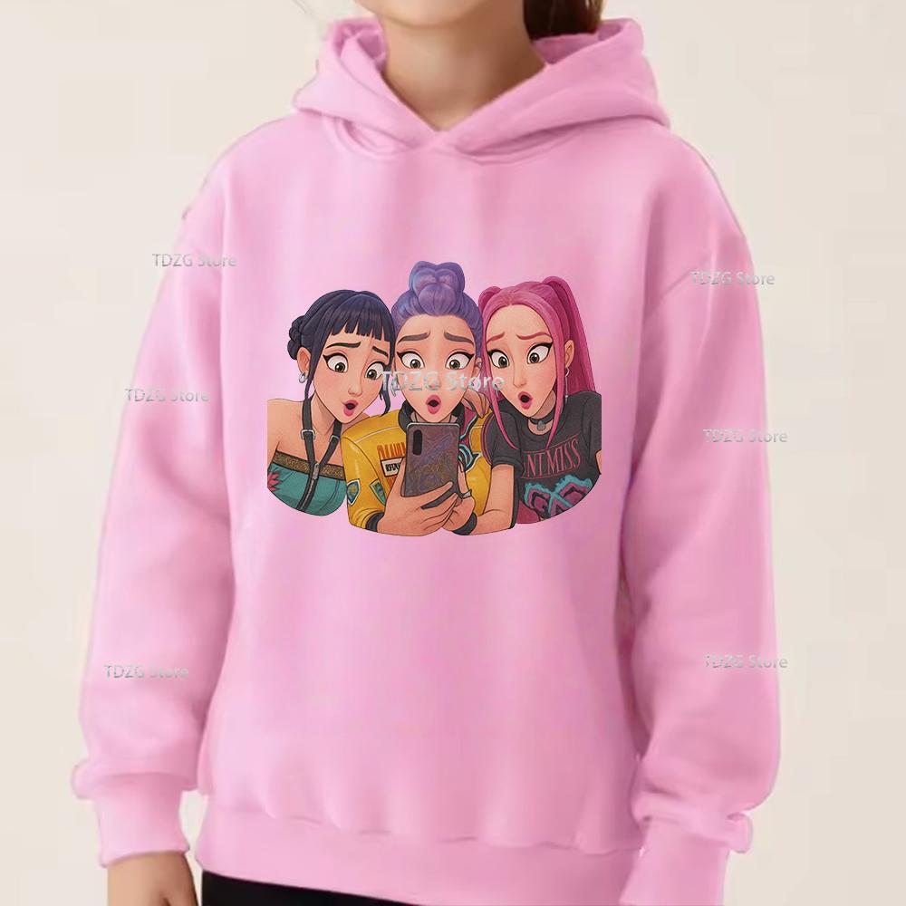 Autumn KPop Devil Hunter Fashion Girl Group Printed Children's Long Sleeved Clothing Boys and Girls Casual Sports Hoodies