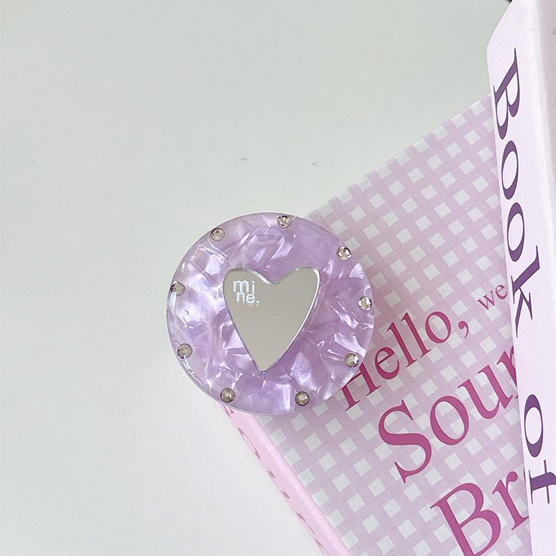 Heart-Shaped Mirror Phone Ring Stand with MagSafe Compatibility