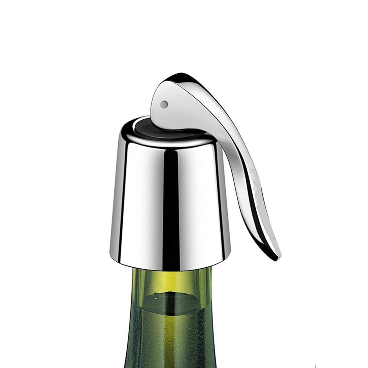 

2 Pcs Wine Stopper Stainless Steel Wine Bottle Stopper with Silicone Seal Reusable Beverage Preserver Freshness Keeper