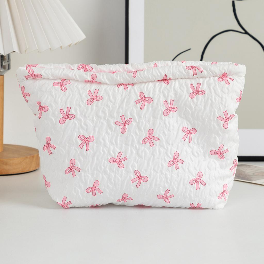 Bowknot Style Makeup Bag Large Capacity Cute Cosmetic Organizer Portable Travel Toiletry Bag for Women Washing Pouch Storage Bag