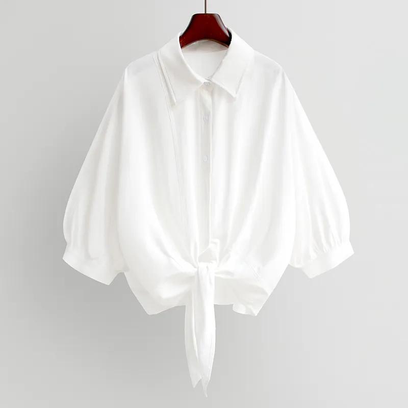 Blue Shirt Women's Summer Design Fashion Short Sleeved Shirt with Bat Shirt Short Off Shoulder Top