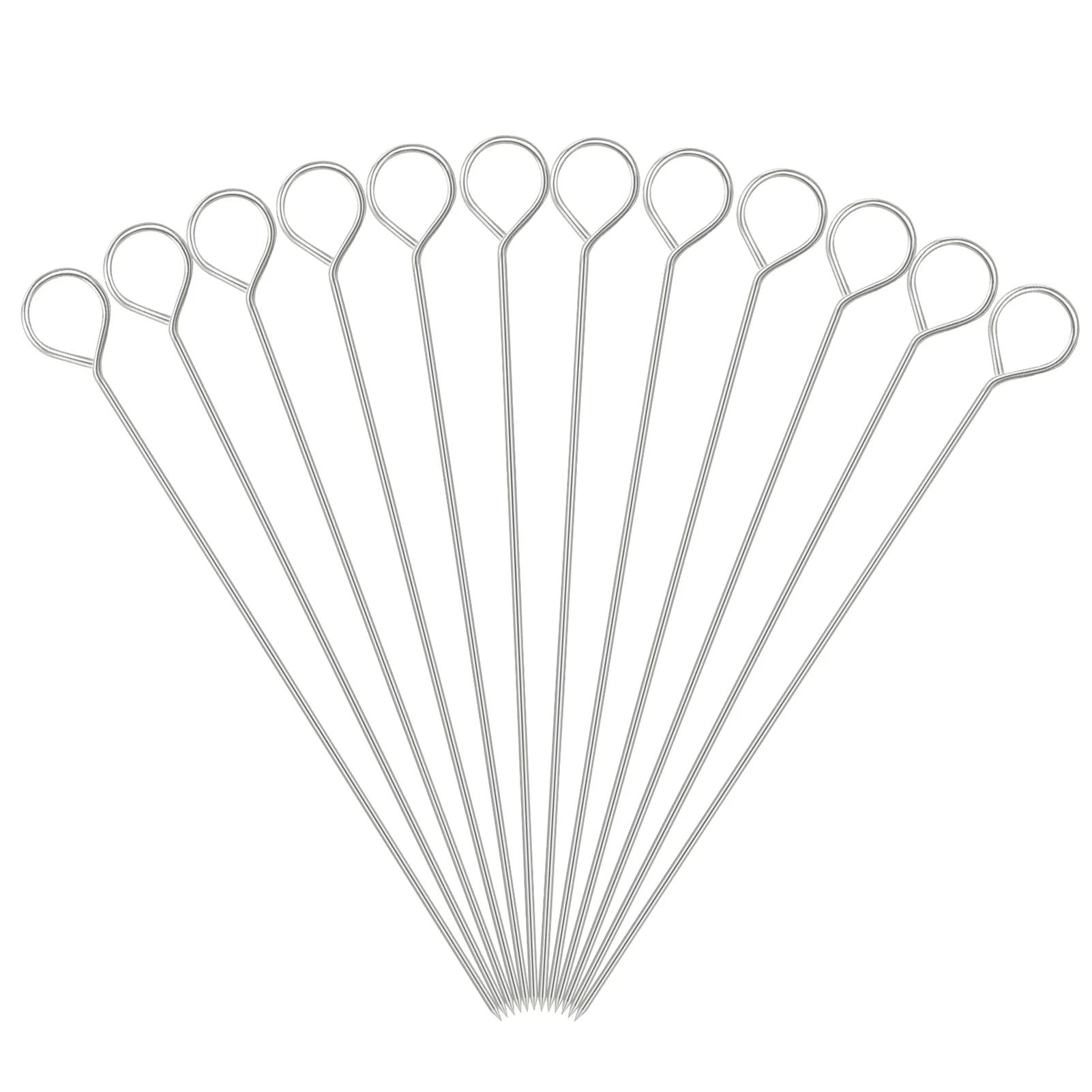 

12 Pcs BBQ Barbeque Skewers Needle Clip Utensil Fork Iron Outdoor Traveling Tools hight temperature resistance BBQ Accessories