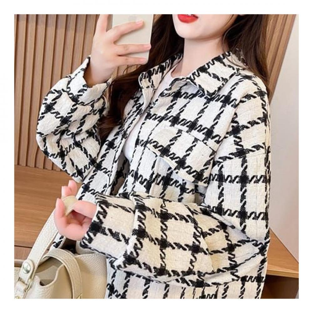 Navava Women Vintage Outer Check Long Sleeve Shirt Nb2309