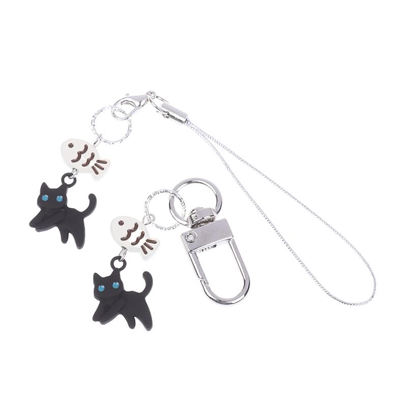 Gatto Nero Kawaii Y2K Ciondoli per Telefono Portachiavi Accessori Per Fotocamera Ccd Auricolari Zaino Da Appendere