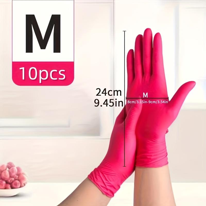 10pcs Deep Pink Nitrile Gloves - S/M/L Available - Suitable for Home Cleaning/Pet Bathing/Hairdressing Salon/Home Cleaning