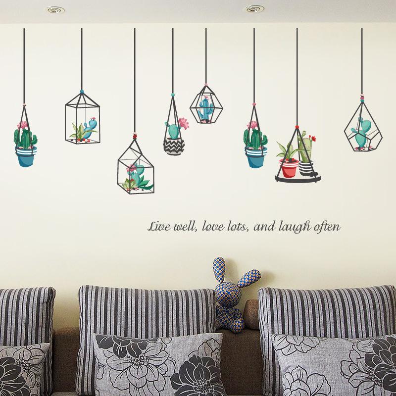 Adesivo da Parete Lampadario Stile Nordico Colorato Rimovibile Decorazione Sfondo TV per Camera da Letto e Soggiorno Adesivo Vetro Finestra