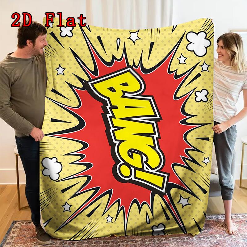 Pop Art "Bang" 2D Flat Pattern Flannel Blanket High Quality All Seasons Warmth and Comfort Perfect for Christmas Gifts.MMT0918129