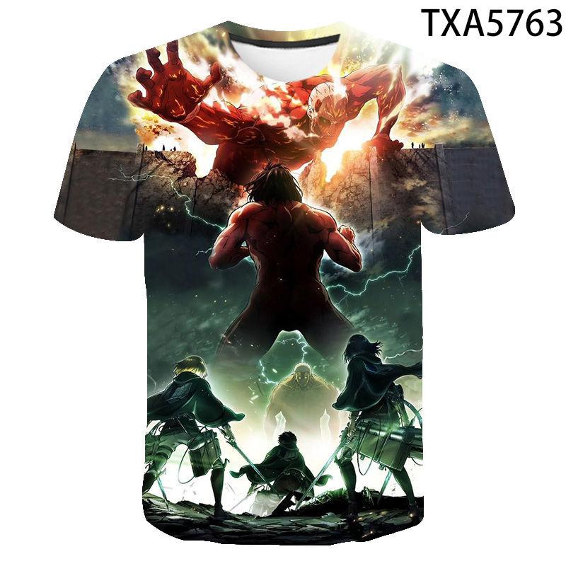 Attack on Titan 3D Pattern T-Shirt for Anime Fans, Stylish Cartoon Tops, Lightweight Polyester Casual Streetwear Clothes