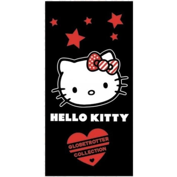 Serviette de bain - Hello Kitty - 70x140 cm - Coton - Lavable en machine - Sèche-linge compatible