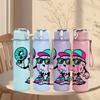 1PC Skateboard Puppy Cartoon Kid Pattern 750ml Color Plastic Sports Water Bottle Leakproof Flip Straw Lid Suitable for Sports Office Home Use