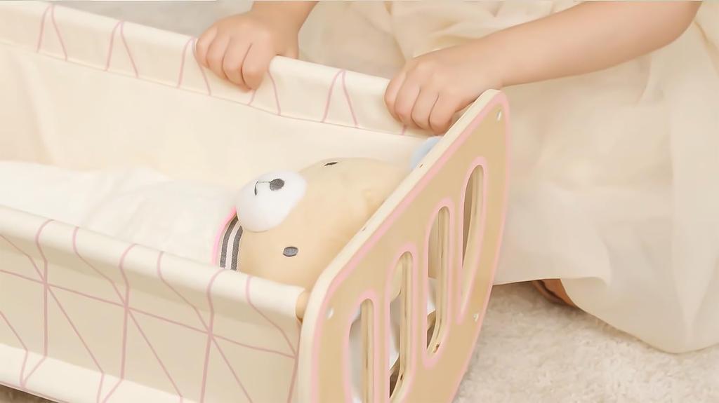 Classic World Doll Bed and Cradle for Plush Wooden Modern Cradle for Pretend Play and Perfect for Girls and Boys Ages and A Great Gift for School
