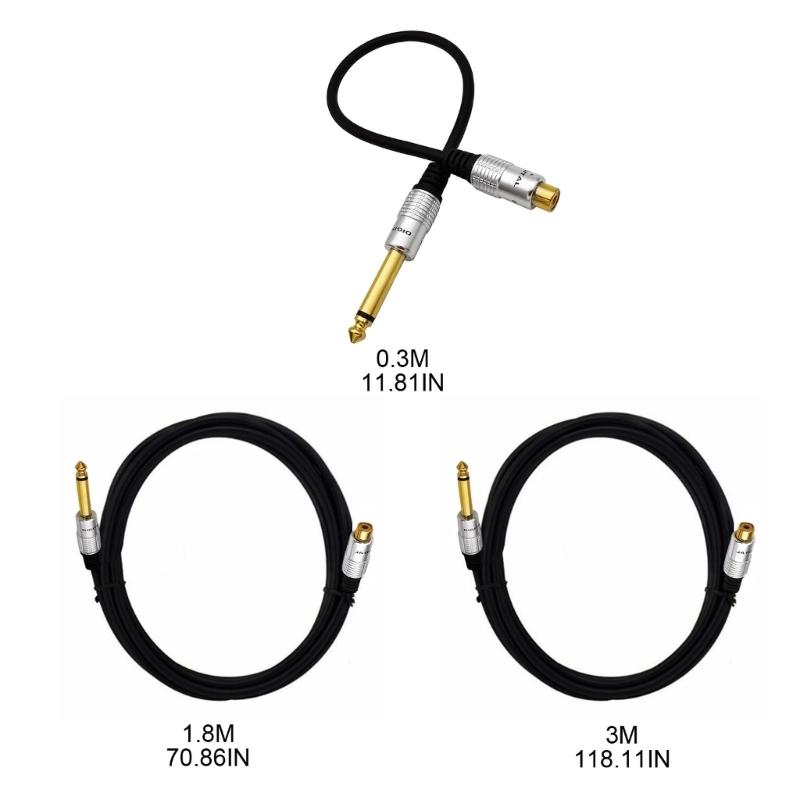 6.35mm 1/4 TS Mono- Male To RCA Female Audio Cable Adapter Aluminum-Shell Copper-Injection Molding Gold Plated Head