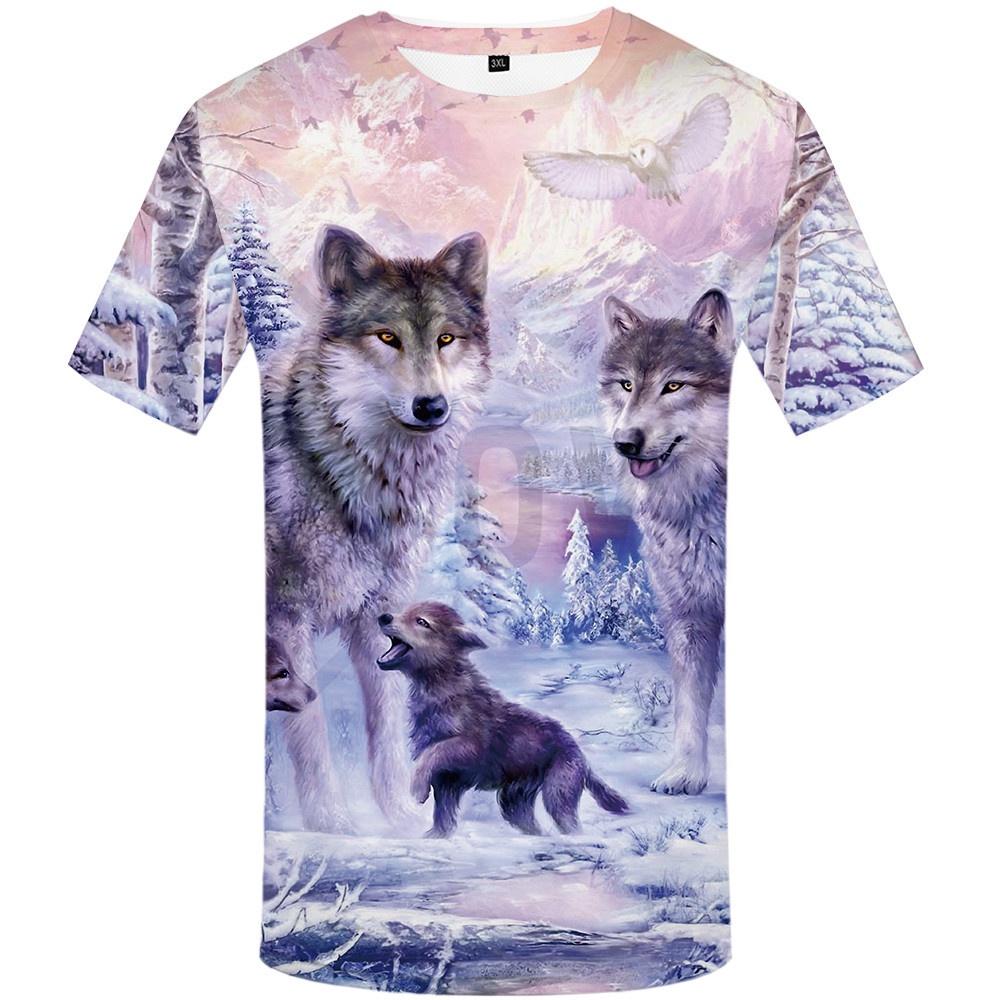 Men's Wolf Mountain 3d Print Summer Casual T-shirt With Stunning Graphic Design