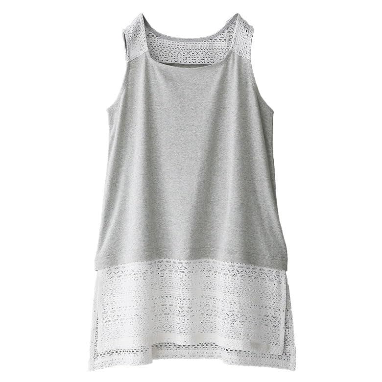 

Sharewalker Tank Top with Lace Sleeveless Camisole with Lace Layering Pastel Colors Heather tdn0371 n OrLABEL Color-Coordinated Hem, Women s Top, 100%